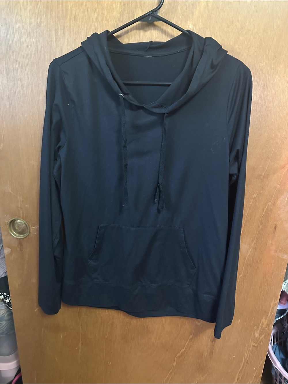 Women's Black Lightweight Pullover Hoodie Sweatshirt
